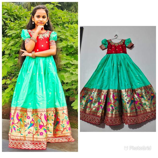 Kids gown silk Surat kidswear market